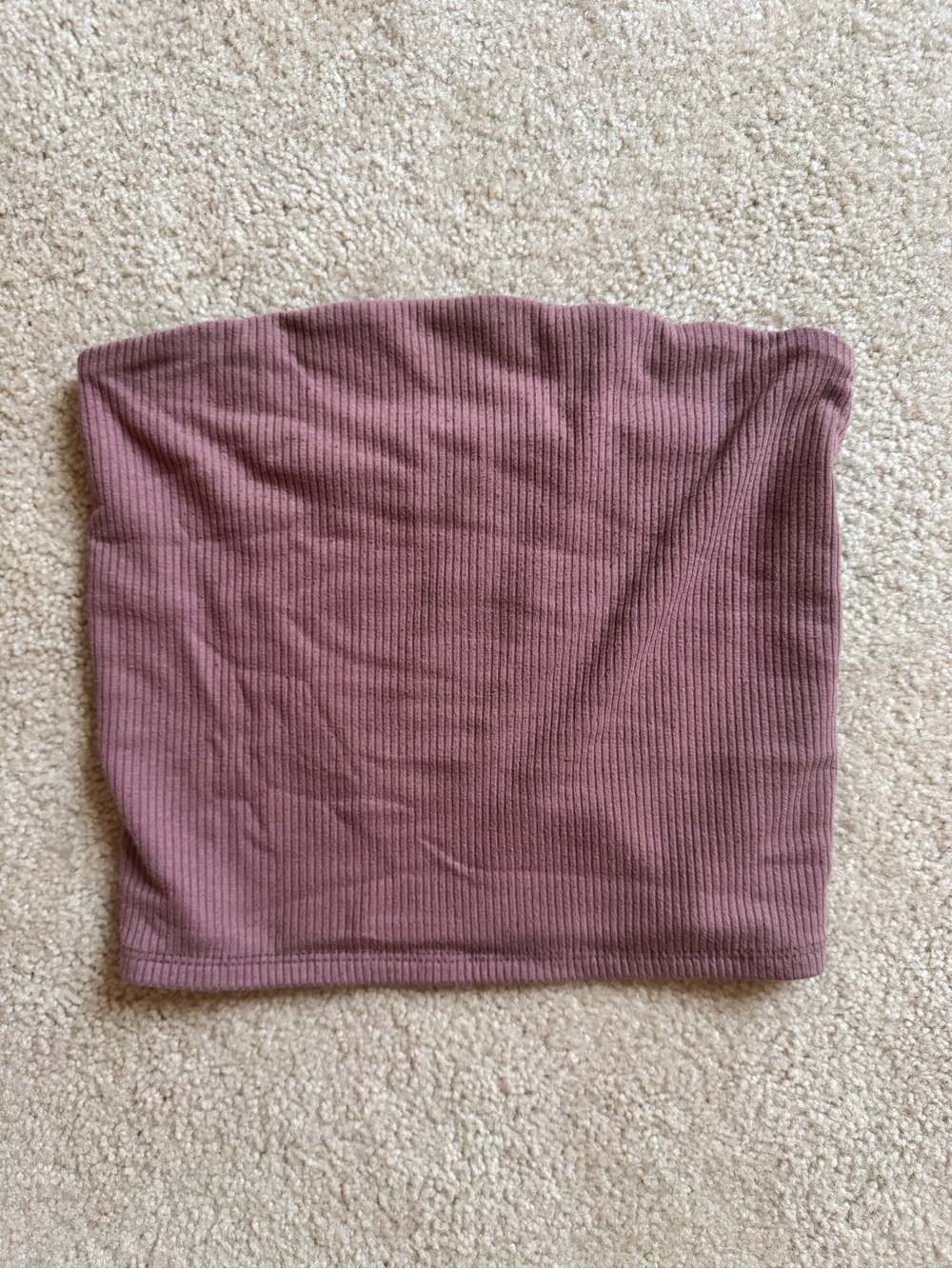 Ribbed Mauve Strapless Tube Top